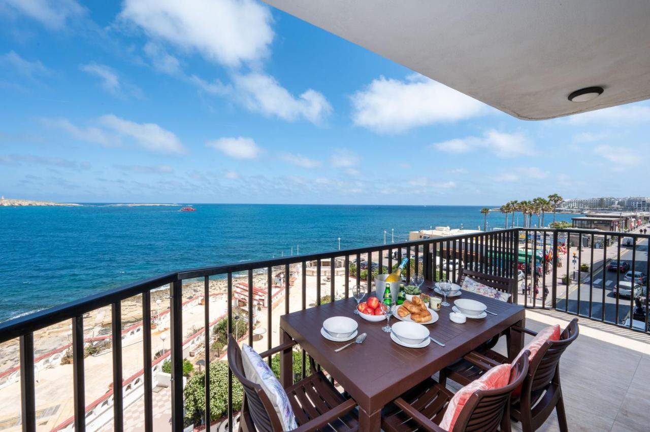 Islet Promenade Seafront With Large Corner Terrace By Getawaysmalta Apartment St. Paul's Bay